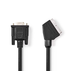 SCART Cable | SCART Male | VGA Female | Nickel Plated | 480p | 2.00 m | Round | PVC | Black | Label