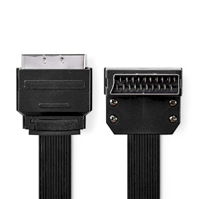 SCART-Kabel | SCART Stecker | SCART Stecker | Vernickelt | 480p | 2.00 m | Flach | PVC | Schwarz | Umschlag