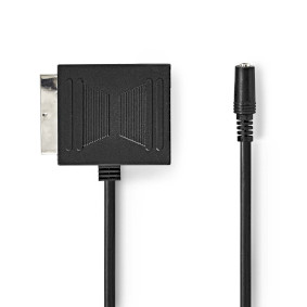 Cable SCART | SCART Macho | SCART Hembra / 3.5 mm hembra | Niquelado | 480p | 0.20 m | Redondo | PVC | Negro | Bolsa Polybag