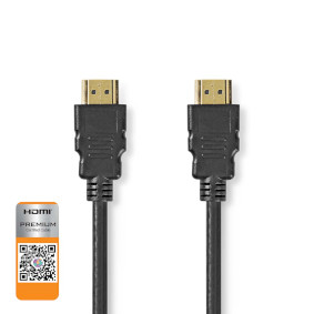 Premium Nagysebességű HDMI ™ kábel Ethernet | HDMI™ Csatlakozó | HDMI™ Csatlakozó | 4K@60Hz | 18 Gbps | 3.00 m | Kerek | PVC | Fekete | Műanyag Zacskó