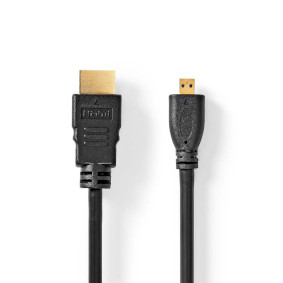 High Speed HDMI™ Cable with Ethernet | HDMI™ Connector | HDMI™ Micro Connector | 4K@30Hz | 10.2 Gbps | 1.50 m | Round | PVC | Black | Envelope