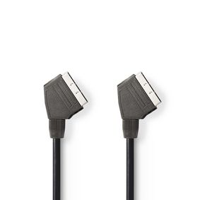 SCART Cable | SCART Male | SCART Male | Nickel Plated | 480p | 1.50 m | Round | PVC | Black | Tag