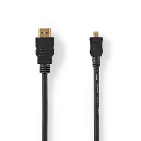 Câble HDMI Haute Vitesse avec ethernet | HDMI™ Connecteur | HDMI™ Micro Connecteur | 4K@30Hz | 10.2 Gbps | 1.50 m | Rond | PVC | Noir | Étiquette
