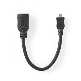 High Speed ​​HDMI™-Kabel met Ethernet | HDMI™ Micro-Connector | HDMI™ Output | 4K@30Hz | 10.2 Gbps | 0.20 m | Rond | ABS / PVC | Zwart | Label