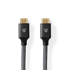 High Speed ​​HDMI™-Kabel met Ethernet | HDMI™ Connector | HDMI™ Connector | 4K@30Hz | ARC | 18 Gbps | 10.00 m | Rond | Katoen | Gun Metal Grijs | Cover Box