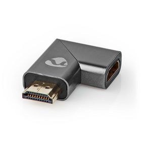 HDMI™-Adapter | HDMI™ Connector / HDMI™ Male | HDMI™ Female / HDMI™ Output | Verguld | Rechts Gehoekt | Aluminium | Gun Metal Grijs | 1 Stuks | Cover Window Box