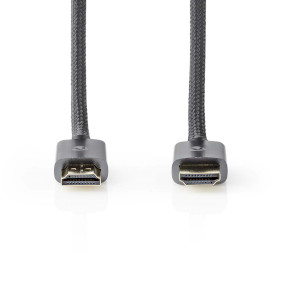 Ultra High Speed HDMI™ Cable, HDMI™ Connector, HDMI™ Connector, 8K@60Hz, 48 Gbps, 1.00 m, Round, 6.3 mm, Anthracite / Gun Metal Grey