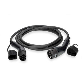 Elektromos jármű kábel | Cable Type 2 | 32 A | 22000 W | 3-Fázisok | 5.00 m | Fekete | Ajándék Dobozban