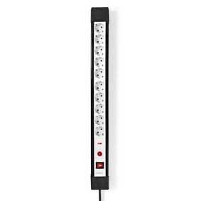 Extension Socket with Surge Protection | 10-Way | Type F (CEE 7/7) | 3.00 m | 3500 W | 16 A | Kind of grounding: Side Contacts | Socket angle: 45 ° | H05VV-F 3G1.5mm² | On/Off switch | Black / White