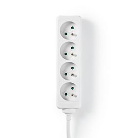 Extension Socket | Type E (CEE 7/6) | 4-Way | 1.50 m | 3680 W | 16 A | Kind of grounding: Pin Earth | 230 V AC 50/60 Hz | Socket angle: 45 ° | H05VV-F 3G1.5mm² | White