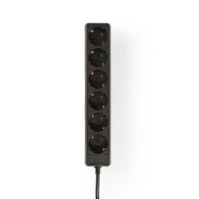 Extension Socket | Type F (CEE 7/7) | 6-Way | 1.50 m | 3680 W | 16 A | Kind of grounding: Side Contacts | 230 V AC 50/60 Hz | Socket angle: 45 ° | H05VV-F 3G1.5mm² | Black