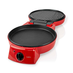 COMMERCIAL CHEF Multifunction Pizza Maker and Nonstick Indoor Grill 11  1500W, Red