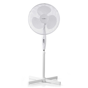 Stojanový Ventilátor | Průměr: 400 mm | 3-Rychlostní | Rotace | 45 W | Nastavitelná výška | Bílá