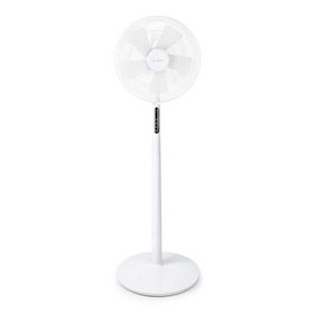 Stojanový Ventilátor | Průměr: 400 mm | 3-Rychlostní | Rotace | 45 W | LED | Časovač vypnutí | Dálkové ovládání | Bílá
