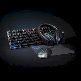 Kit Gaming Combo | 5-en-1 | Teclado, Headset, ratón y alfombrilla de ratón | Negro | QWERTY | ND diseño