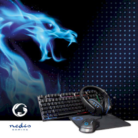 KIT GAMING PER PC CON TASTIERA CUFFIA CON MICROFONO TAPPETINO