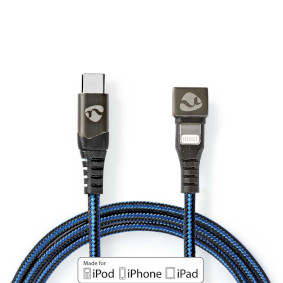 USB Cable | USB 2.0 | Apple Lightning 8-Pin | USB-C™ Male | 60 W | 480 Mbps | Nickel Plated | 2.00 m | Round | Braided / Nylon | Black / Blue | Cover Window Box