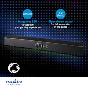Nedis GSPR31020BK - LOT x2 Enceinte Gaming LED RGB 18W/5V