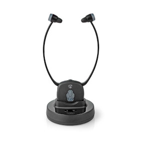 Trådlösa TV-hörlurar | RF | In-Ear | Maximal batteritid: 7 hrs | 25 m | Digitalt ljud | Batteri docka | Balans kontroll | Hörselskadat stöd | Svart