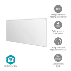 SmartLife Infračervený topný panel | 700 W | 1 Nastavení Teploty | Nastavitelný termostat | Dálkové ovládání | IP44 | Bílá