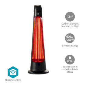 SmartLife Patio Heater | Wi-Fi | 1200 W | 2 Heat Settings | Oscillation | Fall over protection | IP24 | Black