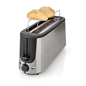 Toaster | Edelstahl Serie | 1 Steckplätz | Bräunungsstufen: 6 | Auftaufunktion | Brötchenaufsatz | Aluminium
