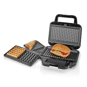 Multi Grill | Grill / Sandwich / Waffle | 700 W | 22 x 12.5 cm | Automatisk temperaturregulering | Plastik / Rustfri Stål