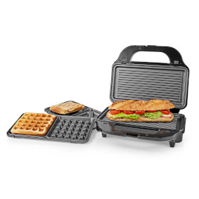 Multi gril | Gril / Sandwich / Waffle | 900 W | 28 x 15 cm | Contrôle automatique de la température | Acier / Plastique