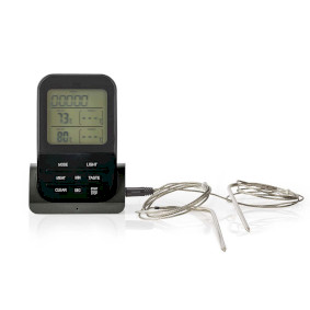 Meat Thermometer | Alarm / Temperature settings / Timer / Wireless | LCD | 0 - 250 °C | Black