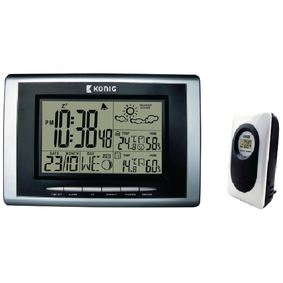 Konig Radio-Controlled Weather Station Indoor and Outdoor White/Black 