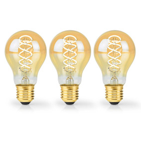 Ampoule LED filament E27 | A60 | 3.8 W | 250 lm | 2100 K | Variable | Blanc très chaud | 3 pièces