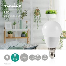 LED Bulb E14, G45, 3.5 W, 250 lm, 2700 K, Warm White, Frosted