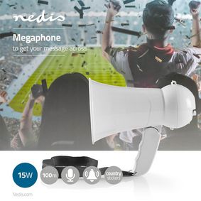 Megaphon, Maximale Reichweite: 100 m, max. Lautstärke-Regler: 100 dB, Eingebautes Mikrofon, Eingebaute Sirene