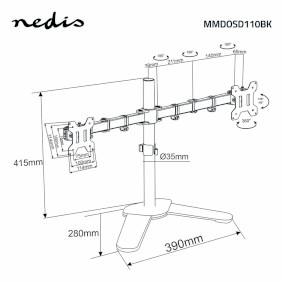 Support pour moniteur et portable 2-en-1 à ressort à gaz de SHOPPINGALL  entièrement réglable OU deux moniteurs de 15 à 32 po - sa-GM224U+D15  (noir-32 po)