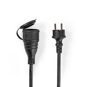 Prodlužovací kabel M - F | Typ F (CEE 7/7) | Zásuvka typu F | 15.0 m | 3680 W | 250 V AC 50/60 Hz | Typ uzemnění: Boční kontakty | Úhel zásuvky: 90 ° | IP44 | H07RN-F 3G1.5 | Výstupní napájecí konektor(y): 1 | Černá