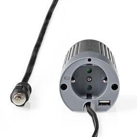 Power Inverter Modificeret sinus | Indgangsspænding: 12 V DC | Enhedens strømudgangsforbindelse: Type F (CEE 7/3) / USB-A | 230 V AC 50 Hz | 100 W | Peak-effekt: 200 W | Stik til cigarettænder | Sølv