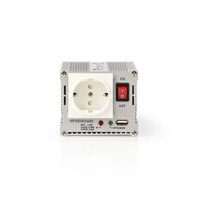Power Inverter Modifisert sinusbølge | Inngangsspenning: 12 V DC | Enhetens strømuttak: Type F (CEE 7/3) / USB-A | 230 V AC 50 Hz | 300 W | Topp effekt: 600 W | Batteriklemmene + Sigarettenner | Sølv
