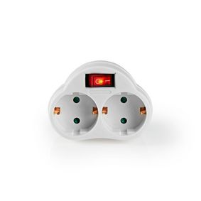 Strøm Socket Splitter | Type F (CEE 7/7) | 250 V AC 50 Hz | Jordet kontakt / Type F (CEE 7/7) | 250 V AC 50/60 Hz | 16.0 A | 3500 W | Av/på-bryter | Hvit