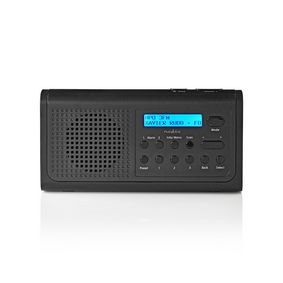 DAB+-Radio | Draagbaar Model | DAB+ / FM | 2.2 " | Zwart-Blauw Scherm | Batterij Gevoed / Netvoeding | Digitaal | 3.0 W | Koptelefoonoutput | Wekker | Slaaptimer | Zwart