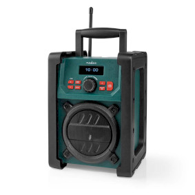 DAB+ Radio | Jobsite Radio | DAB+ / FM | 2.2 " | Black White Screen | Battery Powered / Mains Powered | Digital | 15 W | Bluetooth® | Alarm clock | IP65 | Carrying handle | Black / Green