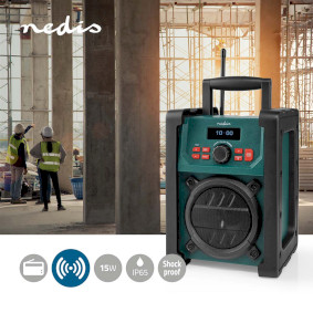 DAB+ Radio, Jobsite Radio, DAB+ / FM, 2.2 , Black White Screen, Battery Powered / Mains Powered, Digital, 15 W, Bluetooth®, Alarm clock, Sleep timer, IP65, Carrying handle