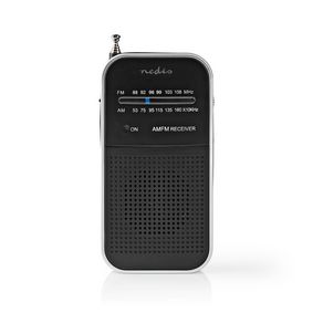FM Radio | Portable Design | AM / FM | Battery Powered | Analogue | 1.5 W | Black White Screen | Headphone output | IP20 | Aluminium / Black