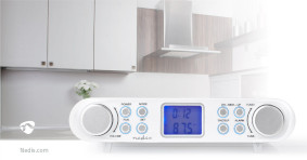 Kitchen Radio, Cabinet Design, FM, Mains Powered, Digital, 1.5 W, 2 , Black Blue Screen, Alarm clock