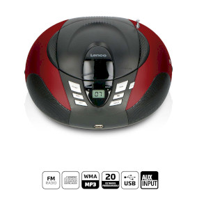 SCD-37 USB Red bærbar FM-radio CD og USB-spiller rød