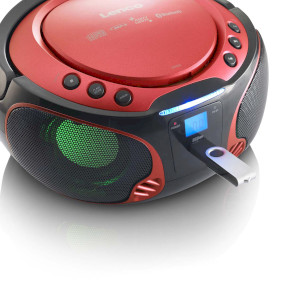 SCD-550RD Portable FM Radio CD/MP3/USB/Bluetooth® player with LED lighting  Red