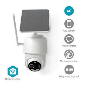 SmartLife Camera voor Buiten | 4G | Full HD 1080p | Pan tilt | IP65 | Cloud Opslag (optioneel) / microSD (niet inbegrepen) | 5 V DC | Met bewegingssensor | Nachtzicht | Wit