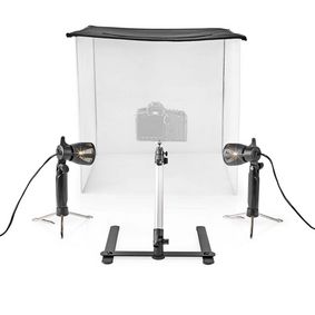 Portable Photo Studio Kit | 600 mm | 600 mm | 600 mm | 400 lm | Foldable | Backgrounds included | Travel bag included | Black