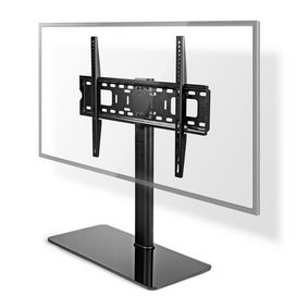 Fixed TV Desk Stand | 32 - 65 " | Maximum supported screen weight: 45 kg | Adjustable pre-fixed heights | Steel / Tempered Glass | Black