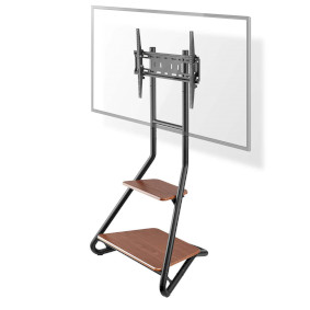 Soporte TV de suelo | 37 - 75 " | Peso máximo de pantalla compatible: 40 kg | Bauhaus Design | Alturas prefijadas ajustables | Acero / MDF | Marrón / Negro