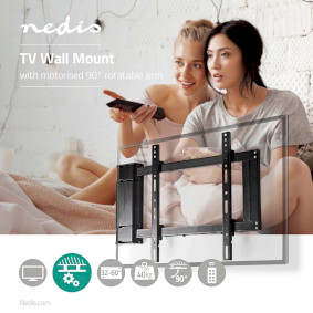 Nedis TVWM5830BK - Support - motorisé - pour TV - acier - noir - Taille  d'écran : 32-60 - montable sur mur - Support TV - Achat & prix